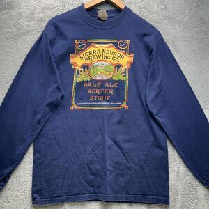 Beer Shirt Mens Medium Blue Brewing Sierra Nevada Long Sleeve Hanes Pale Ale Y2K